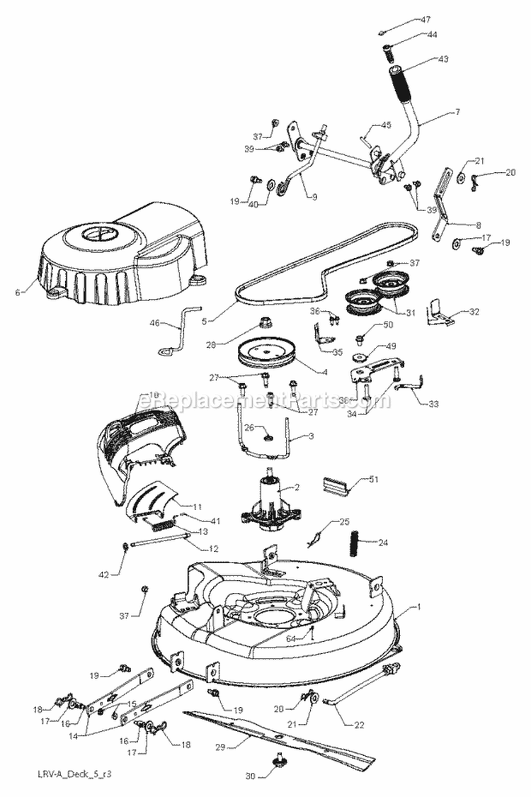 Mower_Deck__Cutting_Deck Diagram and Parts List for WE261 2011-08 - 96022001002 Weed Eater Lawn Tractor